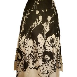 Ann Taylor Pleated A-line Skirt Black /Cream